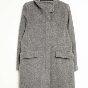 Mng Gray Women's Coat Wool Blend High Neck XS